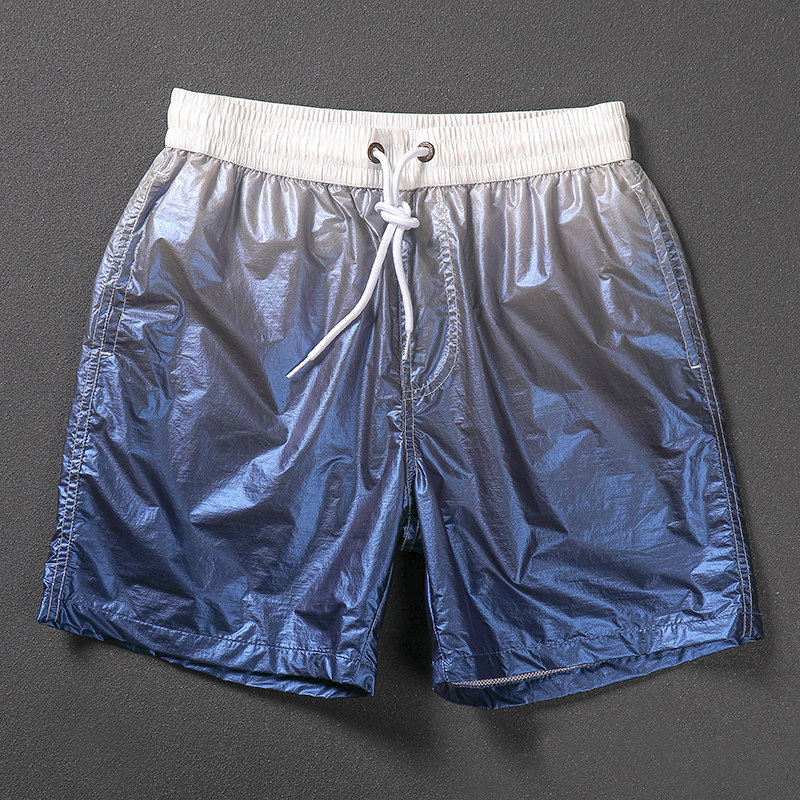 男士金属质感渐变色短裤蓝橙未来感科技感概念潮流短裤五分好搭配
