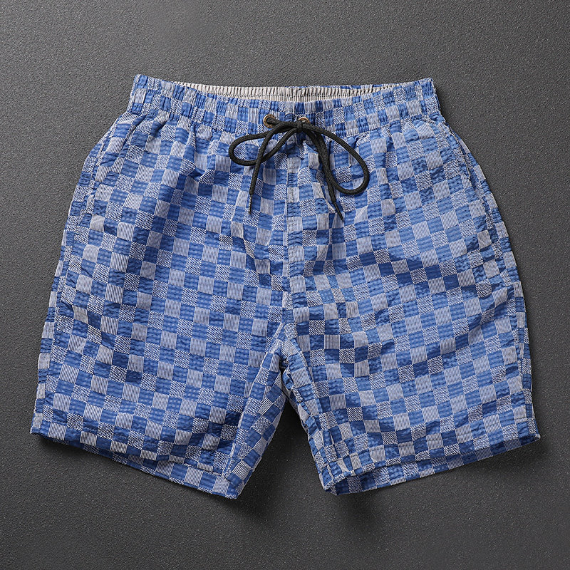棋盘格短裤男时尚潮流潮牌desmiit质感宽松夏季休闲四分裤小个子