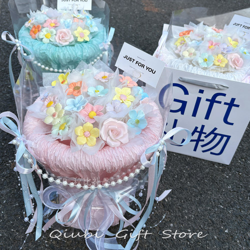 陶瓷花生日礼物女生永生花束