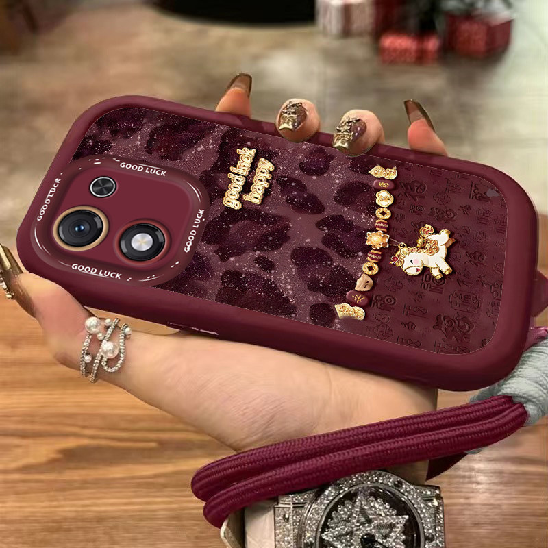 适用荣耀X70i手机壳新款X60Pro个性创意X50GT豹纹小马X40I硅胶保护套x30全包荣耀X20SE防摔外壳X10带挂绳