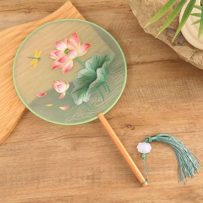 荷花双面苏绣团扇古风汉服舞蹈