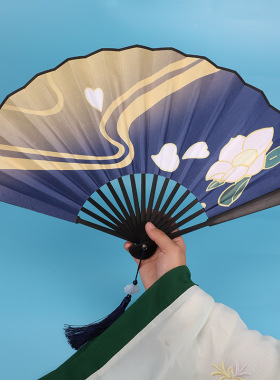 原神神里绫华绢布玉竹折扇