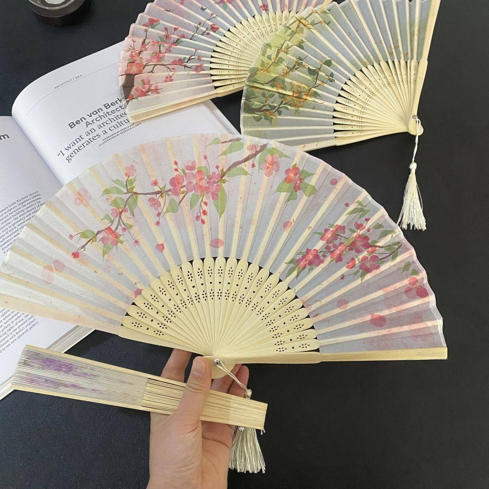 新中式折叠扇子古风夏天汉服女旗袍舞蹈扇随身便携拍照中国风