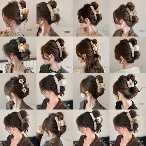 韩系网红毛绒爱心鲨鱼夹新款