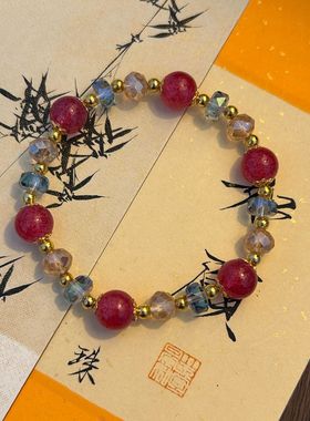 新中式古风蝴蝶流苏长款琉璃手链