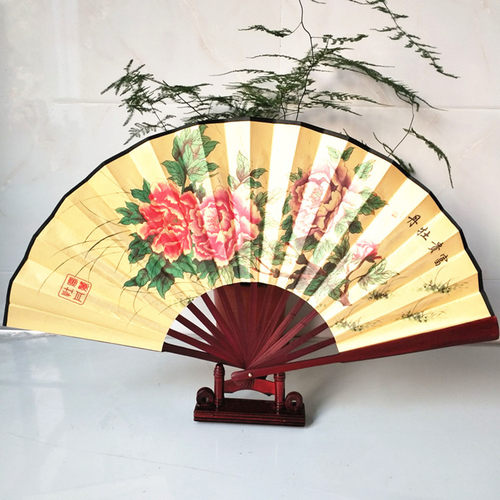 古风绢布竹制10寸男折扇梅兰竹菊