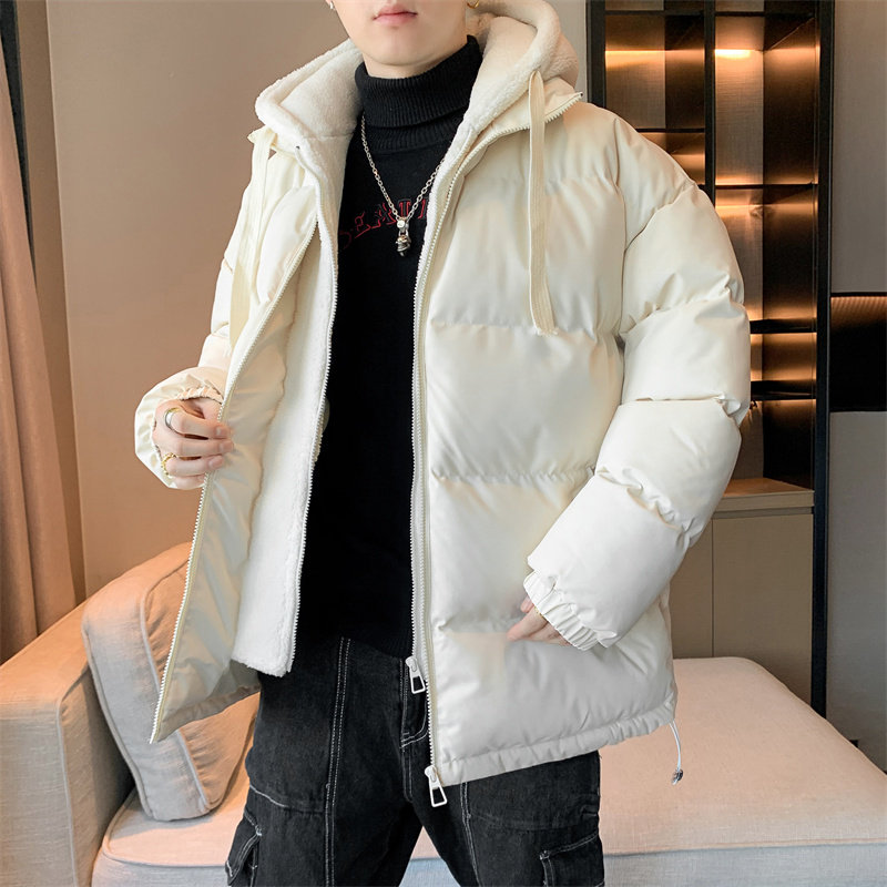 棉衣男假两件面包仿丝棉服秋冬2025新款美式短款情侣加厚夹棉冬装