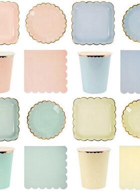 派对餐具一次性餐盘方圆79寸果盘西餐纸碟子野餐蛋糕生日户外露营