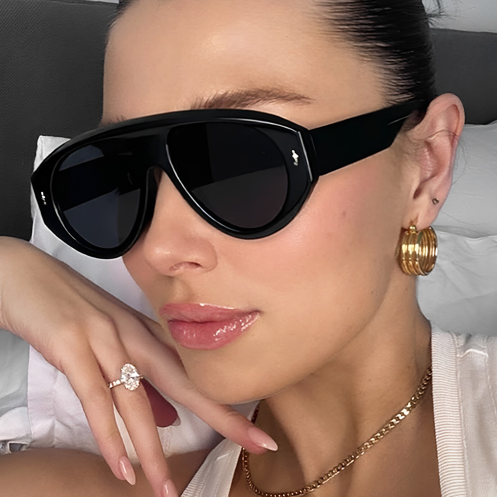 墨镜女款高级感防紫外线防晒大框箭头飞行员眼镜潮酷户外太阳镜