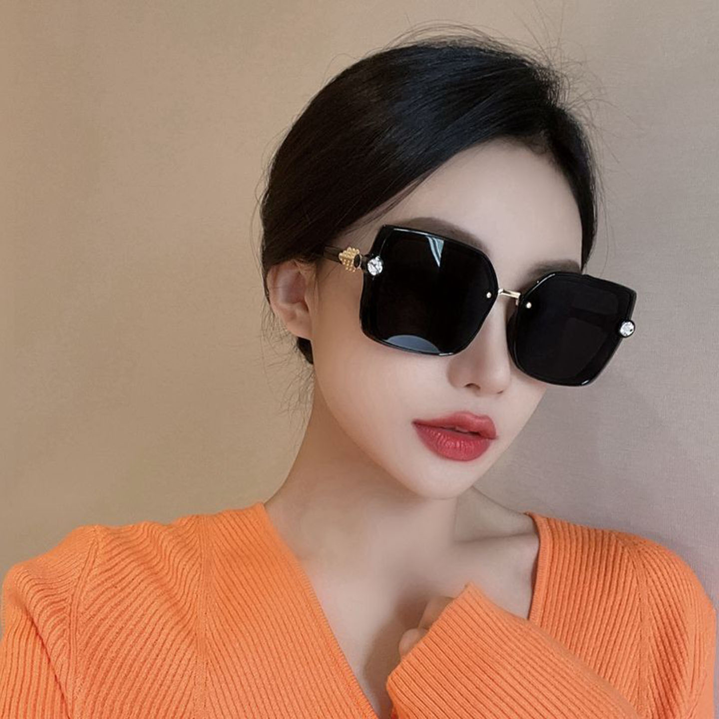 gm高级感潮酷太阳镜偏光镶钻大框