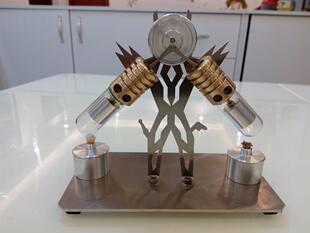 V形双缸斯特林发动机模型 生日礼物 DIY创意 机器超人 科学益智