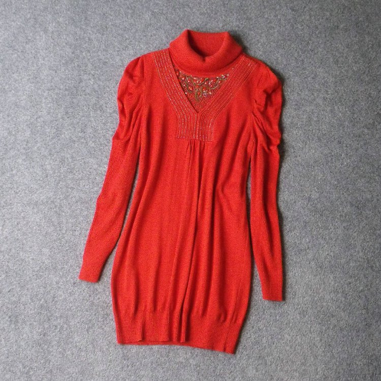 A105-钉珠 大厂重工针织高弹力显瘦晚宴礼服聚会薄款羊毛裙连衣裙