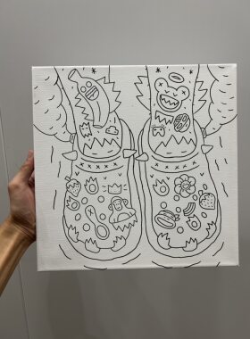 鞋子装饰画纯手绘线稿丙烯画油画框