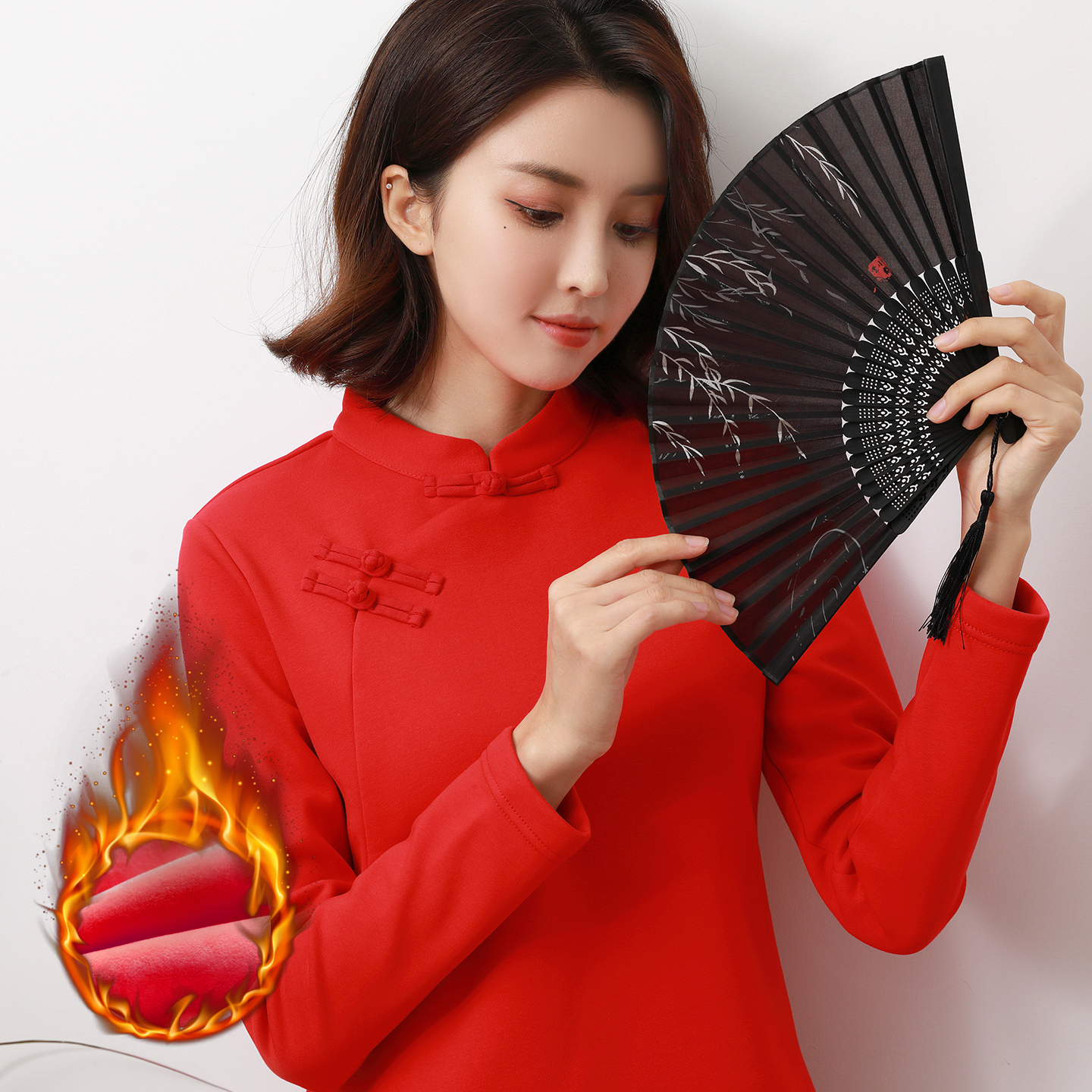 长袖盘扣唐装女加绒加厚原创设计