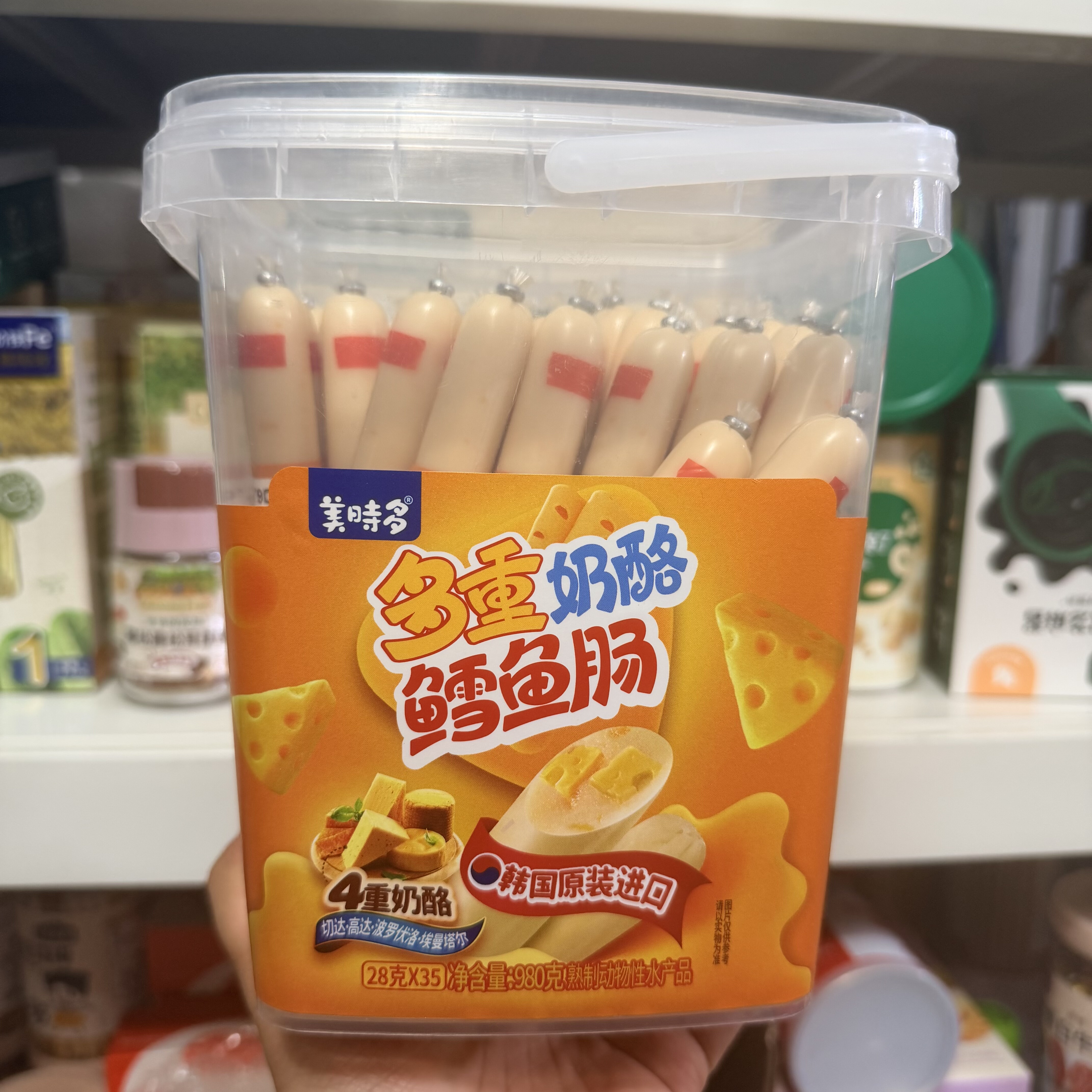 10支装美时多重奶酪鳕鱼肠28g儿童鱼肠休闲零食火腿肠韩国进口