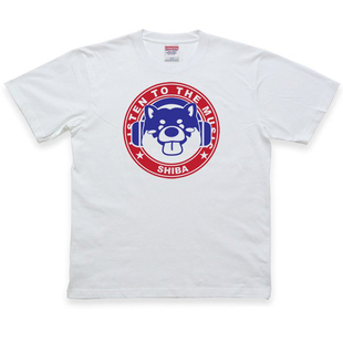 听音乐的狗狗柴犬青春流行印花熊宽松大码春夏装打底圆领短袖T恤