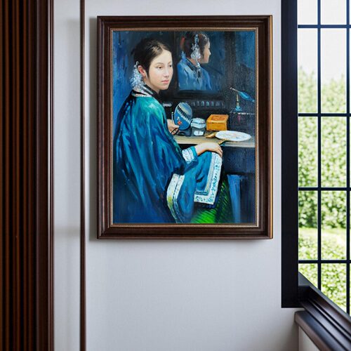 纯手绘陈逸飞装饰画美女玄关卓克