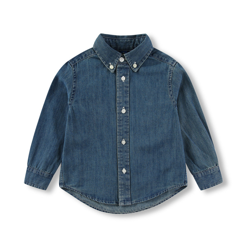 RL066男女宝春秋水洗牛仔小马休闲衬衣 可亲子