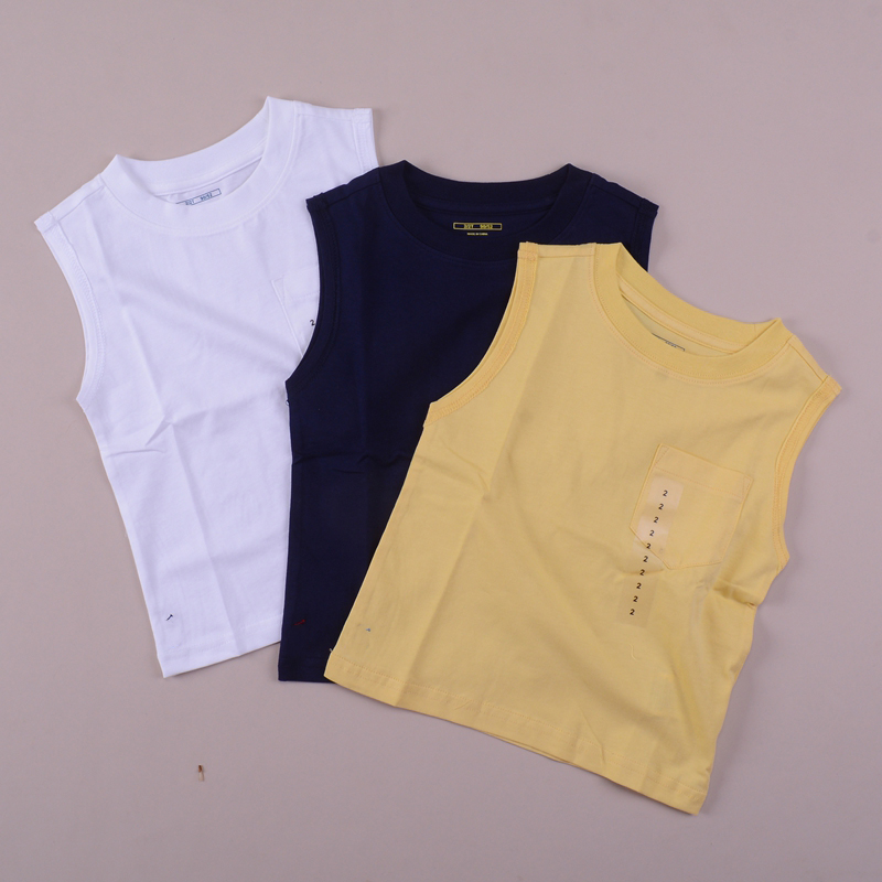 RL088男女童短袖圆领基础款背心 口袋款