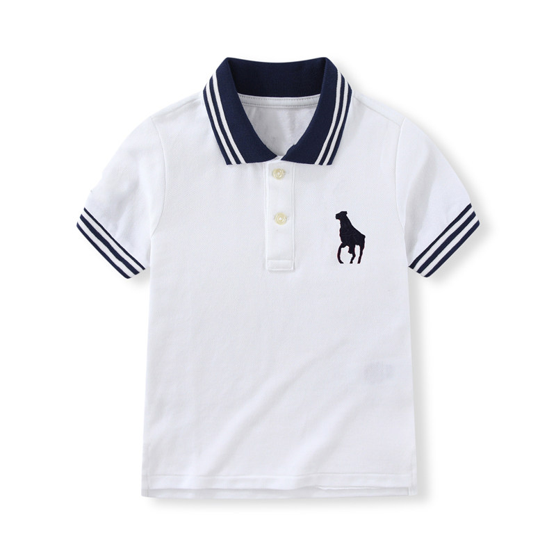 Rl063男女童短袖T恤 白色大马POLO衫 夏天薄 新款 有标