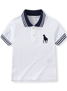 Rl063男女童短袖T恤 白色大马POLO衫 夏天薄 新款 有标