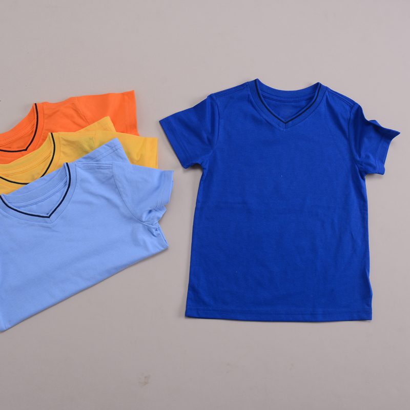 RL060男童中童90-130短袖T恤 V领纯棉薄款夏装新款 小