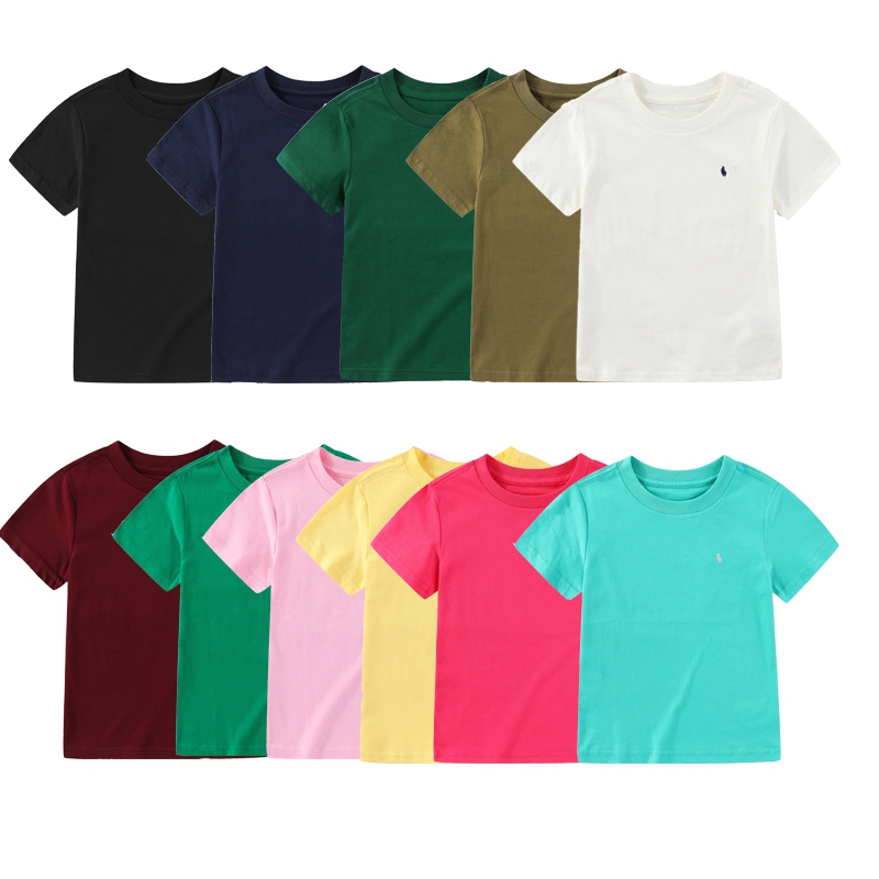 Rl070男女童短袖T恤 圆领纯色小马标基础款夏季