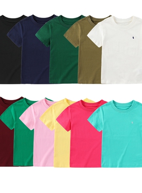 Rl070男女童短袖T恤 圆领纯色小马标基础款夏季