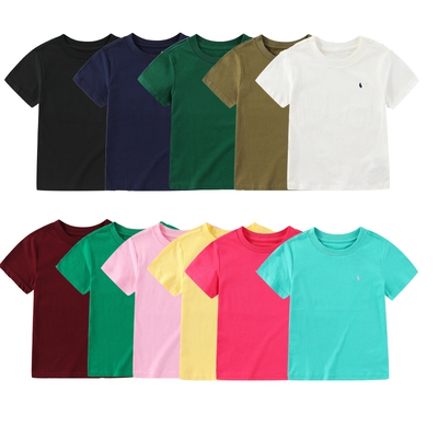 Rl070男女童短袖T恤 圆领纯色小马标基础款夏季