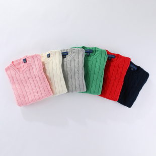 RL146男女童秋冬纯棉麻花毛衣内搭 尺码偏小套头圆领针织衫