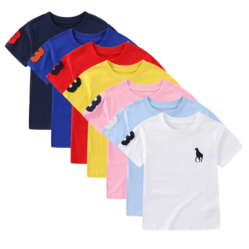 RL001男童中大童短袖T恤 大马标儿童薄款纯棉夏装