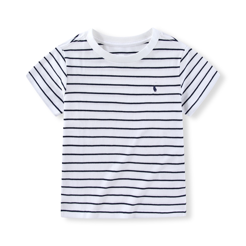 RL084男装夏装新款圆领短袖 珠地棉经典条纹