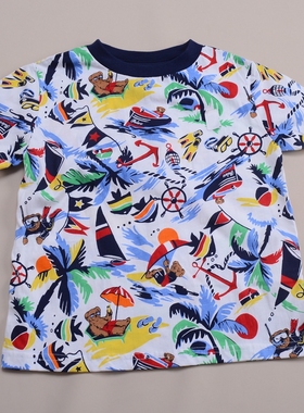 RL028男童中大童短袖T恤 圆领 成人有同花色可亲子