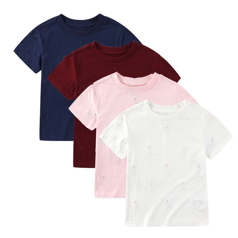 RL074男女童短袖T恤 夏季新款满绣 中大童