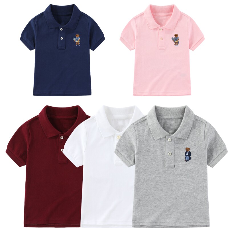 RL007男女童短袖T恤 小熊POLO衫 夏天薄 新款