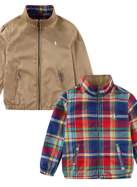 RL150-1男女童小马标春秋厚款双面休闲夹克外套休闲风拉链中大童