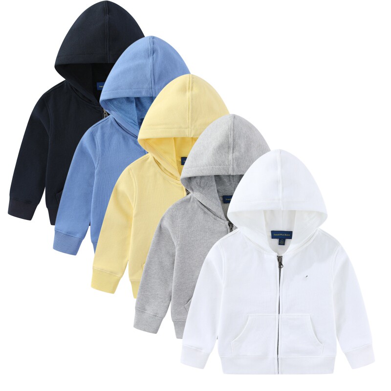 RL153男女童全拉链纯棉棉圈休闲外套连帽长袖中大童