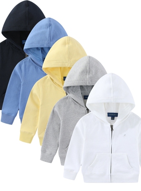 RL153男女童全拉链纯棉棉圈休闲外套连帽长袖中大童