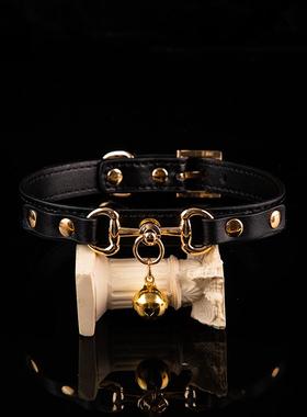 Puppy铃铛真牛皮项圈choker颈圈女m脖圈颈饰k9情侣颈带可刻字定制