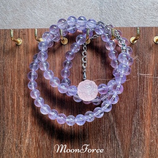 【新年福利】天然粉晶九尾狐球紫水晶项链精致锁骨链浓郁马粉