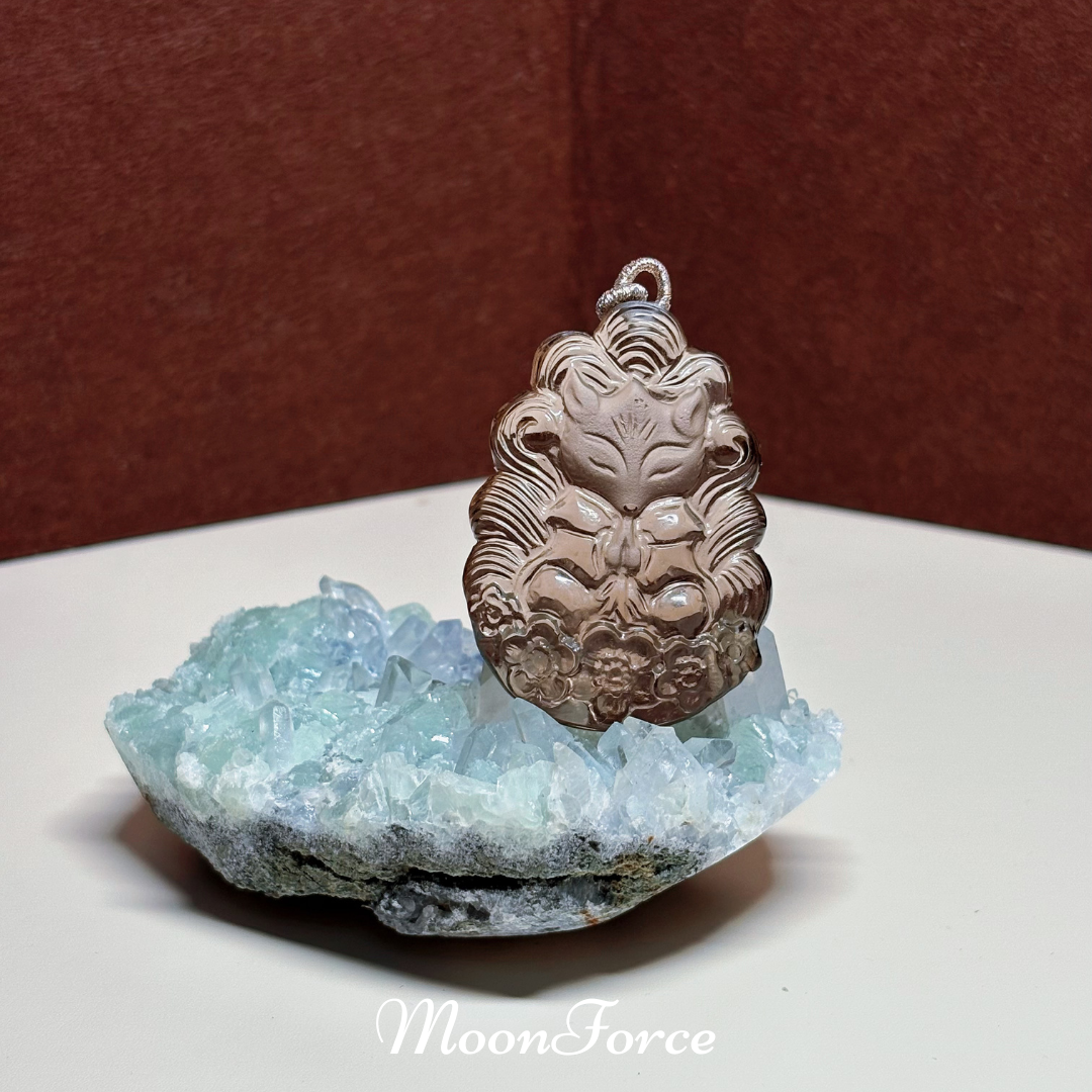 【许愿狐】天然茶水晶九尾狐吊坠纯净体茶晶项链锁骨链MoonForce