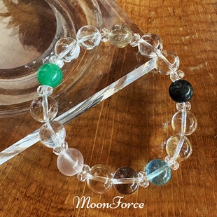 will薇儿 天然白水晶金发晶海蓝宝 羽生结弦同款 冰演夏日水晶手链