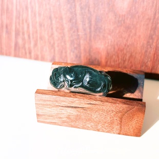 【九尾狐戒指】天然俏色浓郁绿幽灵九尾狐水晶戒指 男女款很霸气