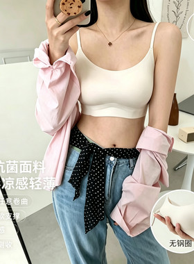 全无痕绝配紧身T！无边隐形内衣女夏薄款小胸美背文胸8204