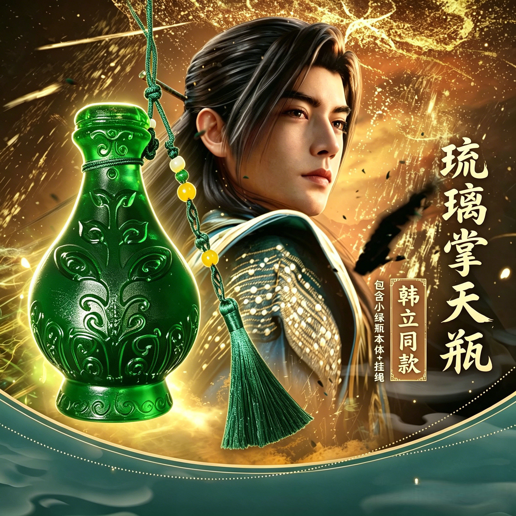 凡人修仙传掌天瓶挂件树脂周边韩立同款琉璃小绿瓶挂饰摆件礼物图片