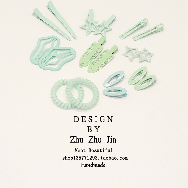 绿色系碎发发夹女刘海夹无痕夹子小清新头饰发卡边夹一字夹鸭嘴夹