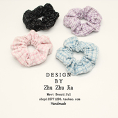 新款 大肠发圈大肠圈韩系百搭格子发圈发绳女头绳秋冬丸子头发饰品