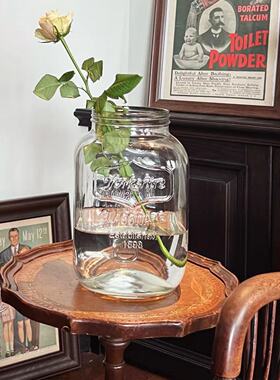 LIVINGBANK法式复古风玻璃罐子INS透明大花瓶客厅摆件厨房收纳罐