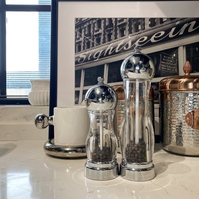 银色黑胡椒海盐透明高颜值收纳瓶