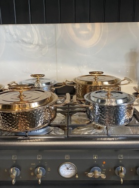 外贸出口意大利锤纹锅法式复古玫瑰金锅INS厨房锅燃气灶电磁炉用